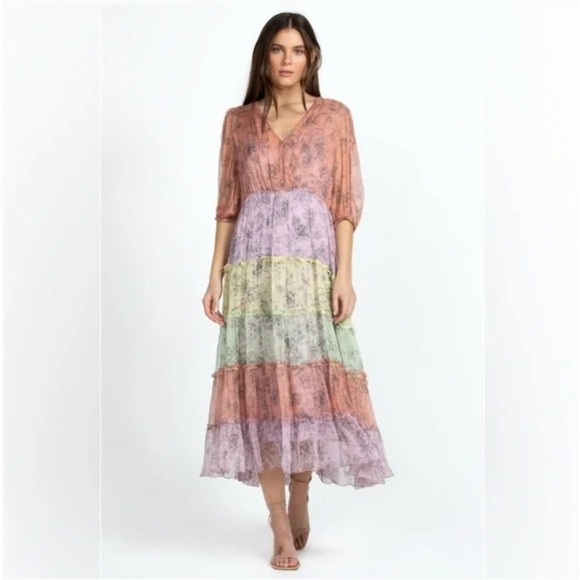 Johnny Was Dresses & Skirts - NWT Johnny Was Liza Midi Dress 100% Silk Bohemian Floral Size Small‎